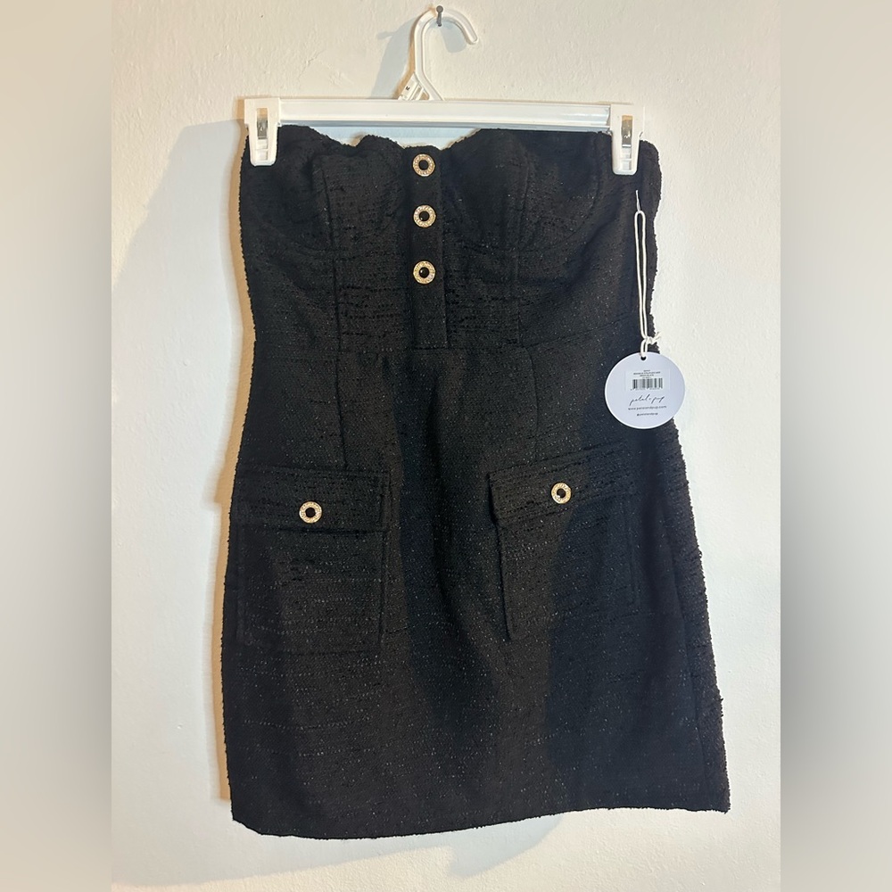 Petal + pup Elegant Black Strapless Dress NWT!!